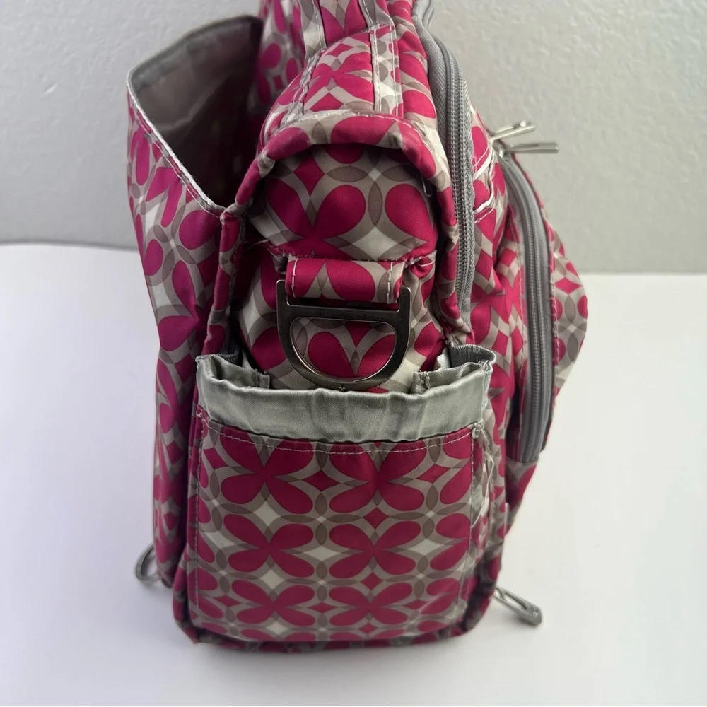Ju Ju Be Gray Pink Crossbody Backpack Diaper Bag Tote